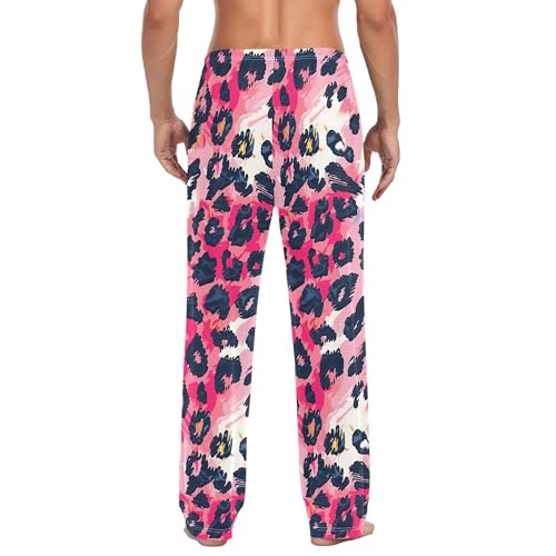 Men's Pajama Bottom Leopard Design Cotton Pajama Pants Drawstring Sleepwear Long Pants Pockets3