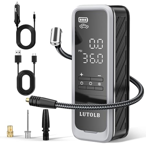 LUTOLB Tire Inflator Portable Air Compressor Cordless, 160PSI Car Tire Air Pump Portable Battery, 4X Faster Air Pump for Car Tires AC/DC