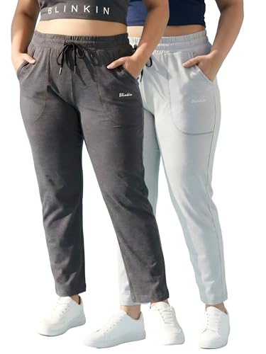 Image of BLINKIN Ankle Length Plus Size Cotton Track Pant for Woman | Ultimate Summer Lowers & Pajama for Women Pack of 2 (combo-plus-86)