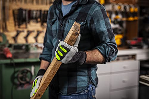 Boss Men's High Visibility Split Cowhide Leather Work Gloves, Knuckle Padding, Tear Resistant, Mesh Backing, Black/Gray, Medium (B51081-M) #TOP5