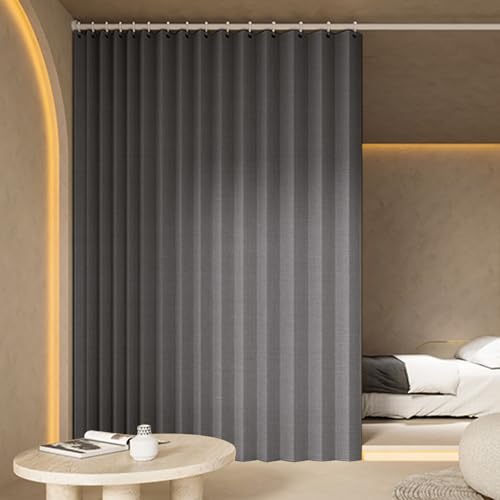 カーテン 間仕切り 遮光カーテン 遮光 断熱保温 遮熱 防寒 防音 冷気遮断 省エネ 形状記憶 収納簡単 洗える 無地 リビング 寝室 (グレー 幅280cm×丈190cm)