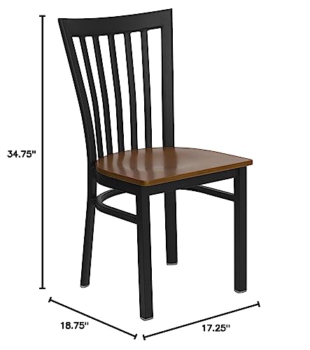 Image of Flash Furniture 2 Pack HERCULES Series Black School House Back Metal Restaurant Chair - Cherry Wood Seat