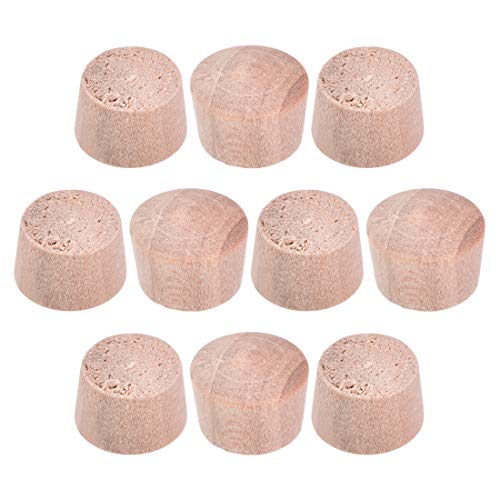 Image of uxcell Wood Button Top Plugs 7 /16 Inch Wood Color Hardwood Furniture Plugs for Craft Furniture Woodworking, 9 /25 Inch Height 50 Pcs