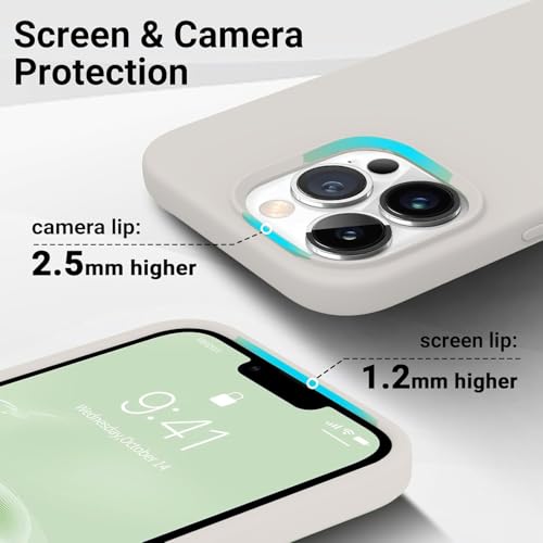 Image of DIZORO Liquid Silicone Compatible for iPhone 14 Pro Case Gel Rubber with Microfiber Lining Non-Slip Full Body Protective Shockproof Back Cover (Neo Stone, 6.1 inch), Offwhite