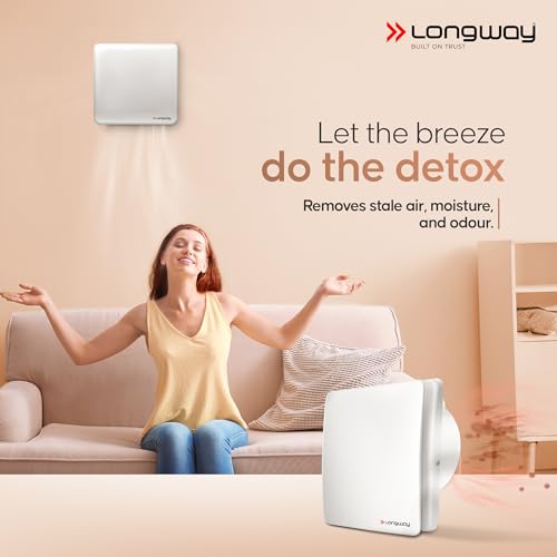 Image of LONGWAY FreshX 6 Inch 150 mm Energy Efficient Exhaust Fan | High Speed Powerful Motor | Noiseless Operation | Rust Proof | Suitable for Bathroom, Kitchen, Office (White)