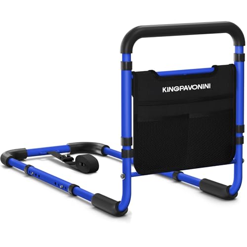 Image of KingPavonini Bed Rails for Elderly Adults Safety, 380 LBS, Model BM03-1 | ASTM Approved, 2026 Upgraded Adjustable Bed Cane, Non-Slip Ergonomic Handle & Storage Bag, Tool-Free Bed Railings for Seniors
