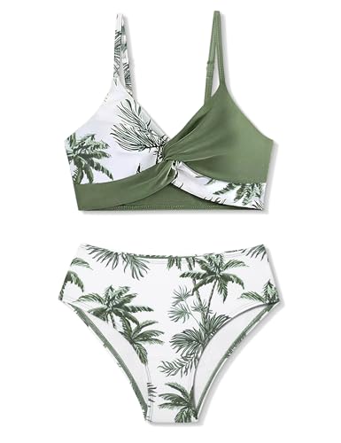 Girls Swimsuits Size 14-16,Bathing Suits for Teens Twist Cross Tropical Floral and Pattern Swimsuits for Teen Girls