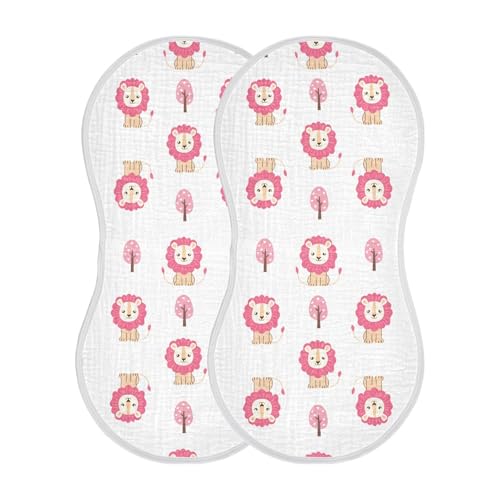 Lion Pattern Baby Burp Cloths for Boys and Girls, Soft Muslin Spit Up Towels, 22"x11" Newborn Essentials for Feeding and Drooling, 1 Pack2