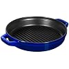 STAUB Cast Iron Set 4-pc, Stackable Space-Saving Cookware Set, Dutch Oven with Universal Lid, Made in France, Dark Blue