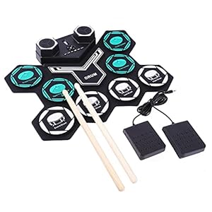 9 Pad Elektronische Drum Kit Protable, Opvouwbare Elektronische Drum Set Voor Kinderen Volwassenen Beginners, Roll Up…