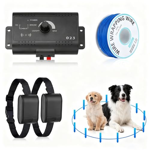 KinWarmth Electric Dog Fence System Pet Containment System Underground Dog Tone Shock Boundary Containment Waterproof Adjustable Training Collar for Small Medium Large Dog