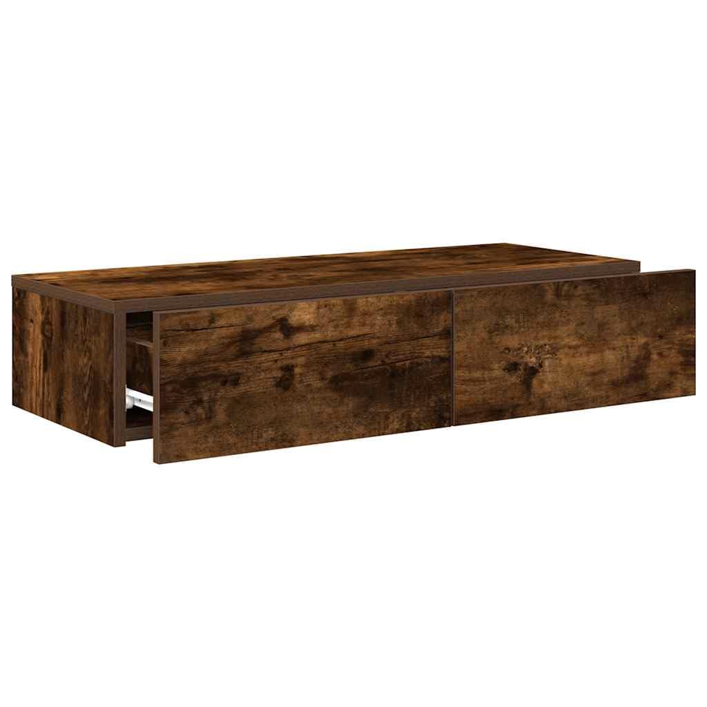 Estantería de pared con cajones (80 x 33 x 17 cm), diseño moderno de madera