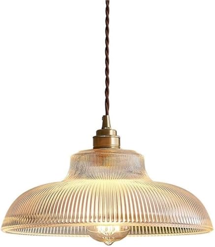 Lámpara colgante de vidrio a rayas retro con altura ajustable para cocina 2