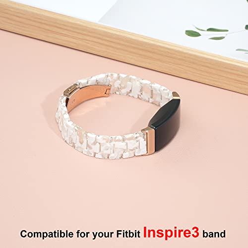 Image of Wongeto Resin Band Compatible with Fitbit Inspire 2 & Inspire /Inspire HR Watch Bands for Women (White Flower)