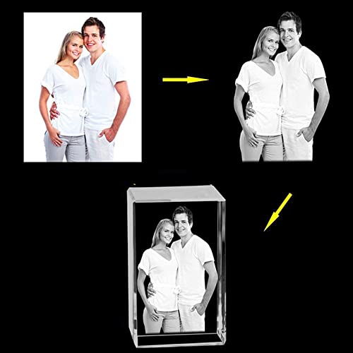 Gors Customized Crystal Family Lovers Photo Album Image Laser Photo Frame With Led Base For Wedding (3D,6 X 6X 9 Cm) #TOP5