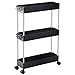 Produktbild SPACEKEEPER Küchenwagen mit 3 Ebenen, Schmale Rollwagen Nischenregal auf Rollen, platzsparendes Badregal und Küchenregal für Küche Büro Bad, 40x13x61cm, Schwarz