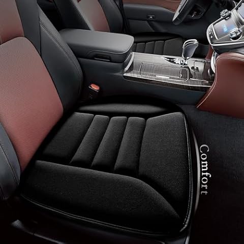 kingphenix Car Seat Cushion with 1.2inch Comfort Memory Foam, Seat Cushion for Car and Office Chair (Black) Cover