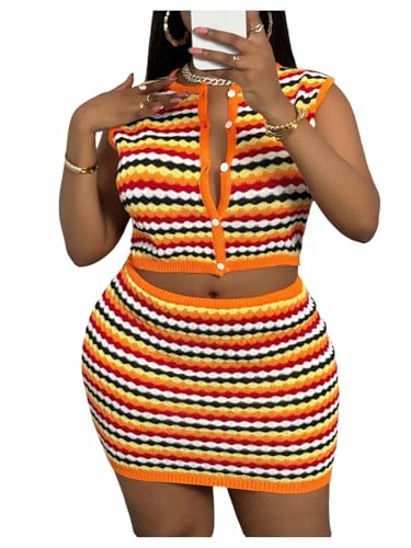 MakeMeChic Women's Plus Size 2 Piece Summer...