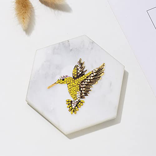 Image of Animal Hummingbird Brooch Pins for Women Fashion Bird Pins Elegant Rhinestone Crystal Animal Brooches Pin