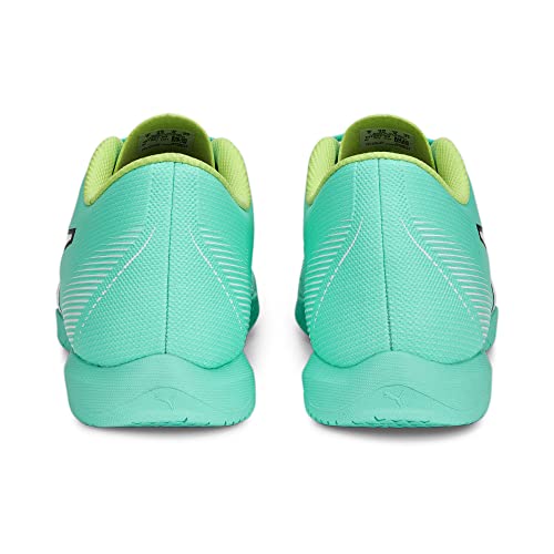 PUMA Mens Ultra Play Indoor Trainer Soccer Shoes, Electric Peppermint-PUMA Mens White-Fast Yellow, 8.5