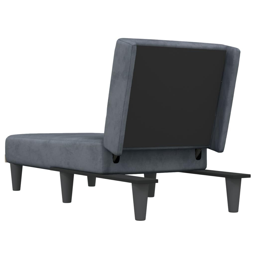 Szezlong ciemnoszary aksamit z funkcją spania, regulowany w 3 pozycjach, ergonomiczny leżak relaksacyjny do salonu, sypialni, pokoju gościnnego i biura