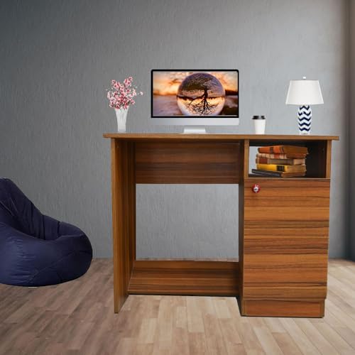 Image of Speciality Panel Multipurpose | Computer Desk for Home /Office| Writing Table| Sturdy Small Desks for Small Spaces | Engineered Wood | Termites resistance | 2 Shelves with door in Cochwood Dark Finish