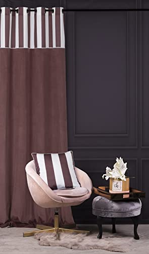 Stripe - Tenda in velluto 140 x 270 cm con occhielli rosa