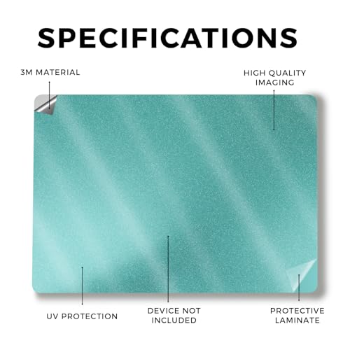 Image of Glossy Glitter Laptop Skin Compatible with Surface Laptop 7 15 inch (2024) - Solid Turquoise - Premium 3M Vinyl Protective Wrap Decal Cover - Easy to Apply | Crafted in The USA by MightySkins