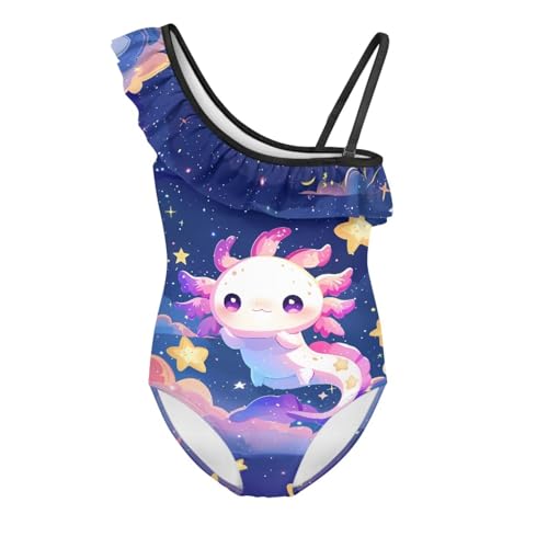 Forchrinse One Piece Swimsuit Girls Axolotl Bathing Suit Cute One Shoulder Swimwear Summer Beachwear