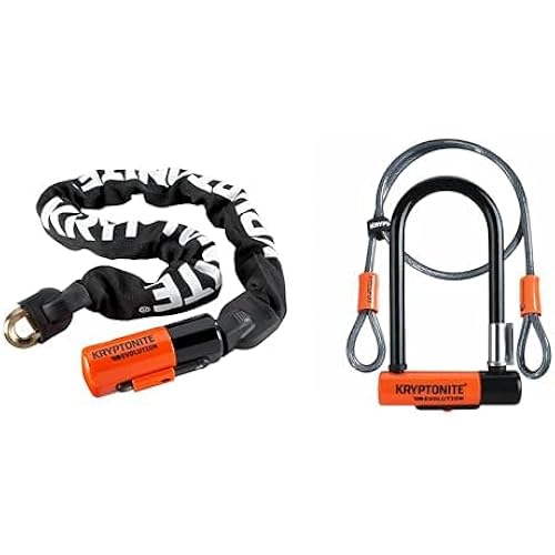 Kryptonite Evolution Mini Bike Chain Lock, 3 Feet Long 10mm Steel Chain Heavy Duty & Evolution Mini-7 Bike U-Lock with Cable, Heavy Duty Anti-Theft Bicycle U Lock