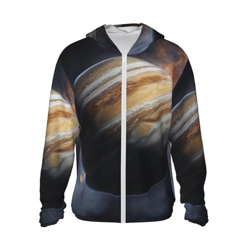 UPF 50+ Sun Protection Hoodie Long Sleeve Jupiter Landscape Sun Shirt Rash Guard Fishing Shirts for Men