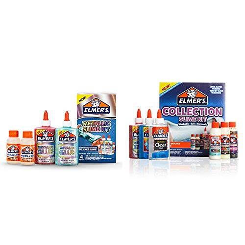 Elmerâ€™s Slime Kit | Slime Supplies Include Elmerâ€™s Metallic Glue, 4 Piece Kit & Collection Slime Kit Supplies Include Glow in The Dark Magical Liquid Slime Activator, 6 Count