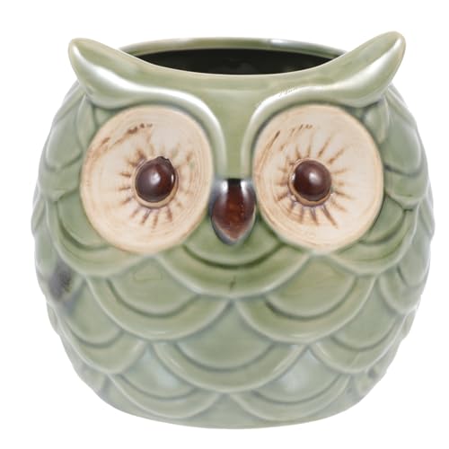 HOMSFOU Bar Cup Tiki Mug Owl Shape Cocktail Glass Ceramic Champagne Cup Hawaiian Luau Party Mug Cute Exotic Juice Wine Cup for Bar Kitchen Holiday Display Ornament Green Ceramic Owl Cup