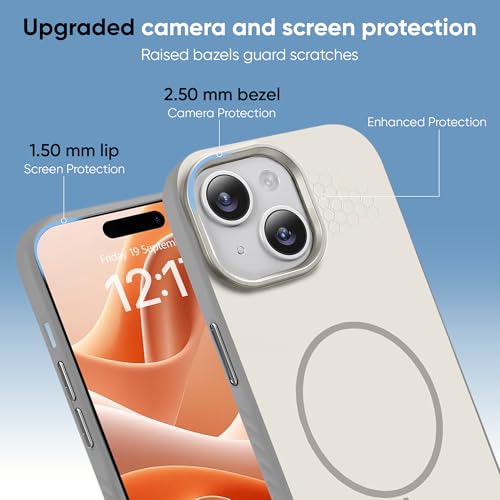 Image of KARWAN Slim Shockproof Back Case Cover Compatible with iPhone 15,Dual Layer Armor Protection with Matt Finish, Heavy Duty Cover with Magnetic MagEase Wireless Charging (Grey)