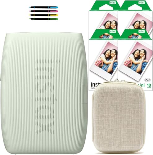チェキ スマホプリンター instax mini Link3 セージグリーン＆ケース＆フィルム40枚＆デコペン(7点セット)