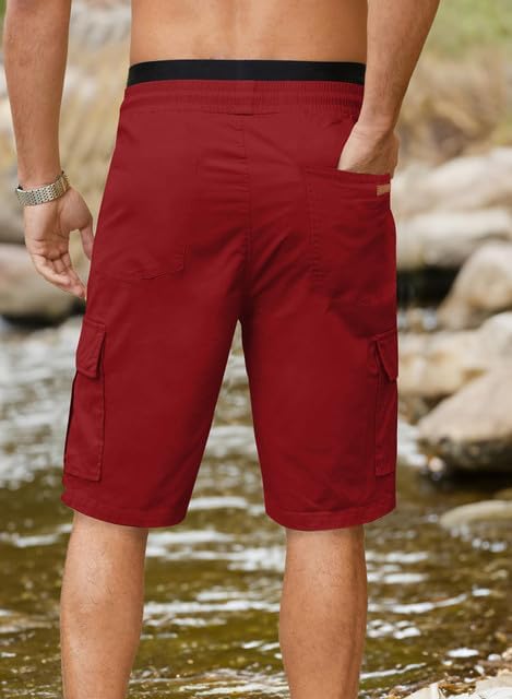JMIERR Mens Casual Cotton Twill Cargo Shorts Drawstring Classic Chino Stretch Short with 6 Pockets - Image 4
