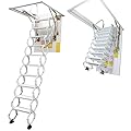 HQHAOTWU Attic Ladder Attic Pull Down Ceiling Ladder Access Stairs Folding Loft Ladder Stairs 13 Steps 10.5 Feet Height with 660LB Loading Capacity Pure White Carbon Steel Attic Stairs 31.5 x 35.4 in