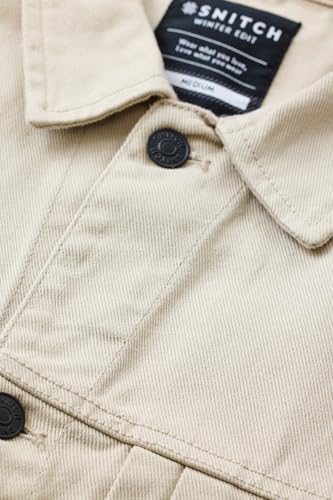 Image of SNITCH Men Casual Jacket | Relaxed Fit Point Collar Solid Style Full Sleeve | 100% Cotton Twill Weave Durable Design With 4 Pockets For Everyday Outings Wear