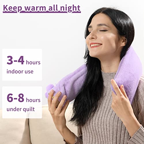 Samply Rubber Hot Water Bottle - 2L Hot Water Bag With Furry Cover, Purple #TOP3
