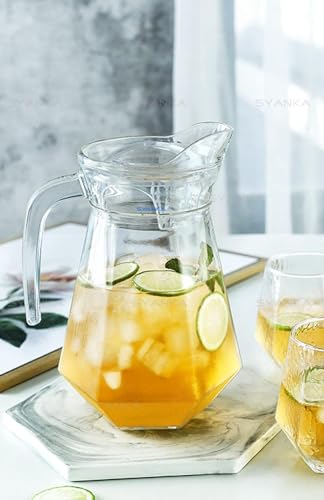 Image of Diamond Water and Juice Glasses Set of 6 350ML and 1.4 Liter Water Jug 1 Piece,Transparent Glass and Jug Set for Dining Table,Party,Gift Set,All pourpse use (7 Piece) (MT-11)