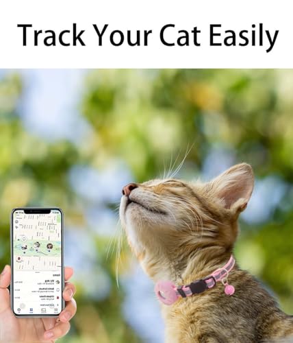 Image of Airtag Cat Collar Breakaway,Safety Kitten Collar with Apple Airtag Holder,Reflective GPS Cat Collar with Bell,Lightweigh Tracker Cat Collars for Girl Boy Cats,Kittens and Puppies (Pink Reflective)