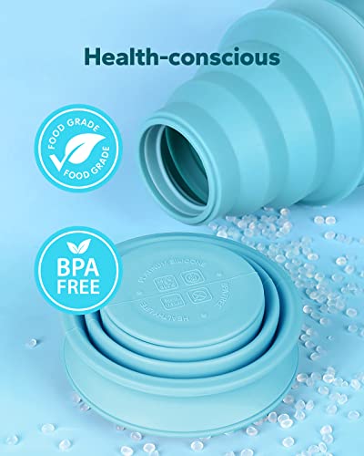 Bottlebaboon Collapsible Water Bottles, Foldable Water Bottles For Travel, Ultra-Packable Collapsable Water Bottle, Silicone Water Bottle, Portable Collapse Water Bottles For Travel (17.5Oz, Blue) #TOP1