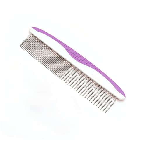 Hohopeti Pet Grooming Combs Round Head Single Row Nonslip Grip Dog Grooming Tools Pet Comb Set