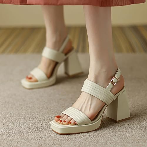 Platform Heels for Women High Block Chunky Open Toe Dance Dress Pump Sandals Shoes2