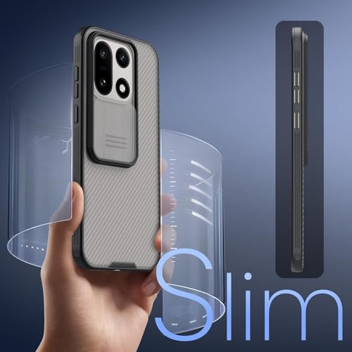 Image of PRITO Nilkin Classic Series for OnePlus 15 (1+15) Case with Camera Cover, [Camera Lens Protector] [Scratch-Resistant] [360 Full Protection] Shockproof Slim Phone Case (Transparent Black, 1+15)