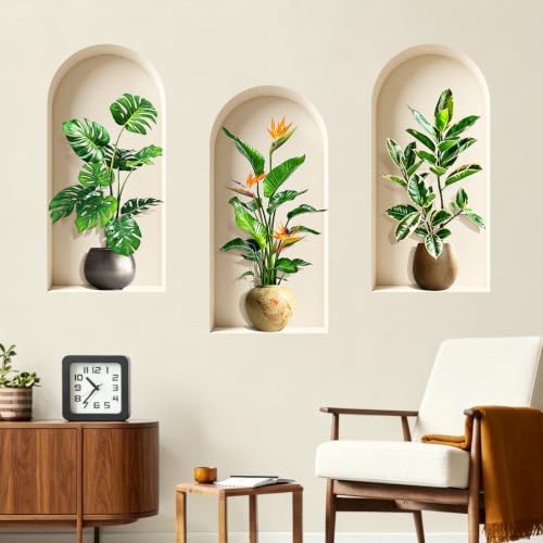 Vinilos decorativos hojas verdes con efecto tridimensional autoadhesivo 4