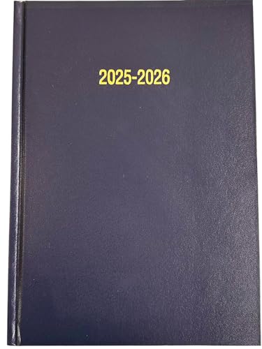 Akademischer Terminkalender 2025–2026, fester Einband, A5, Tagesansicht, Terminplaner, Lehrer, Jahresplaner, liniert, Molkereien, Lesebändchen, Marineblau