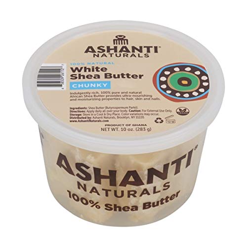 Ashanti Naturals Raw Shea Butter Chunky Unrefined Shea Butter for Natural Hair Products for Black Women - African Shea Butter for Hair Moisturizer for Dry Skin, Body Skin Care Products (10oz, White)