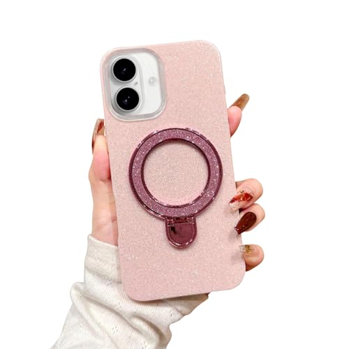 Coque iPhone 16 magnétique avec béquille invisible et silicone antichoc à paillettes