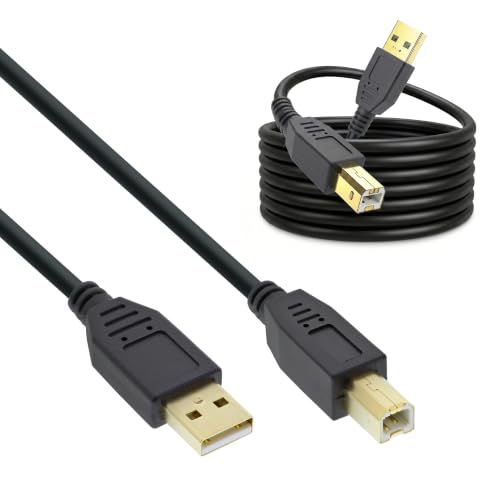 InLine 20801 Cavo USB 2.0, Type a Maschio a Type B Maschio, PIN Dorati, 10M Nero